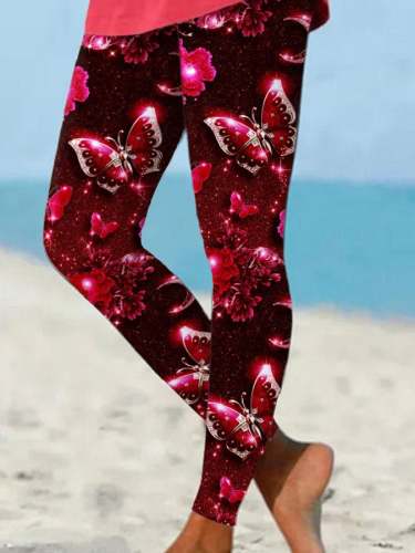Vacation Butterfly Print Leggings