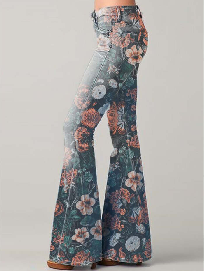 Pre-Sale Women's Stylish Floral Print Flared Pants