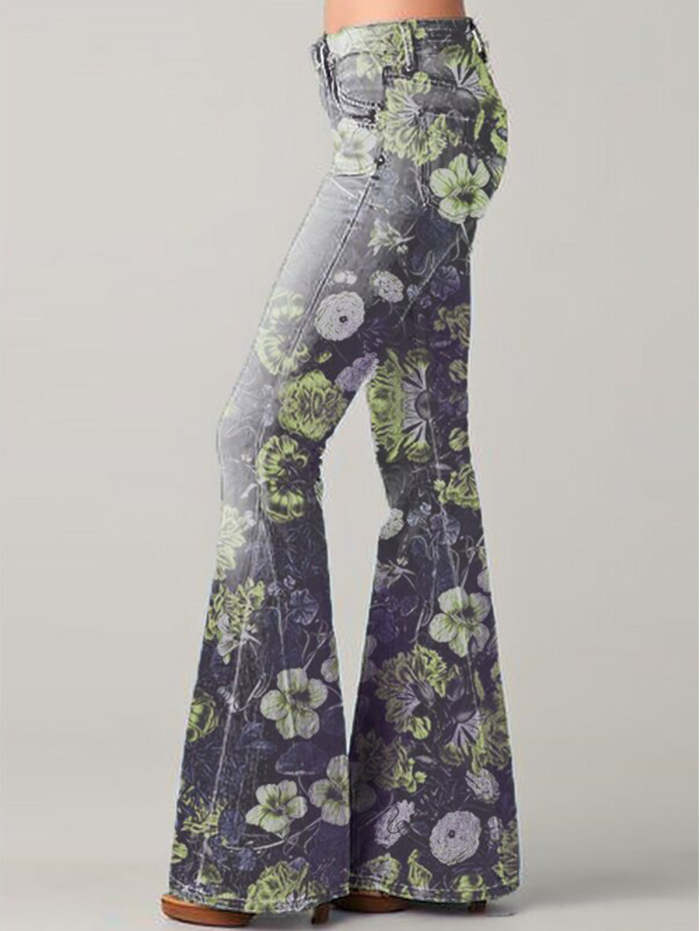Women's Stylish Floral Print Flared Pants