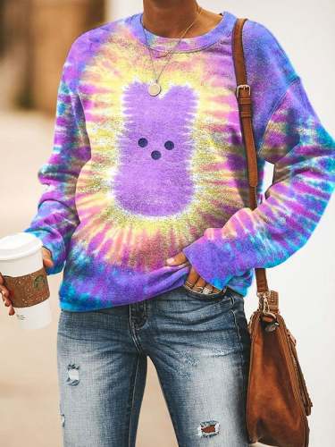 Women's Easter Bunny Tie-Dye Print Sweatshirt