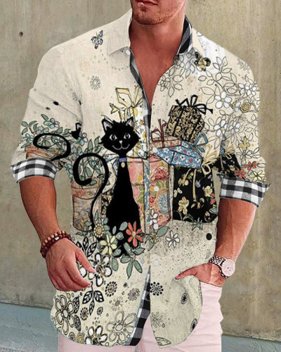 Men's cotton&linen long-sleeved fashion casual shirt 196c