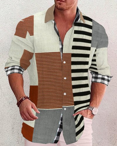 Men's cotton&linen long-sleeved fashion casual shirt 146d