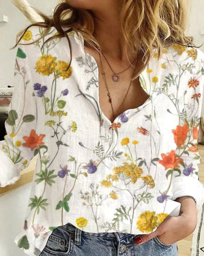 Casual Floral Long Sleeve Shirt