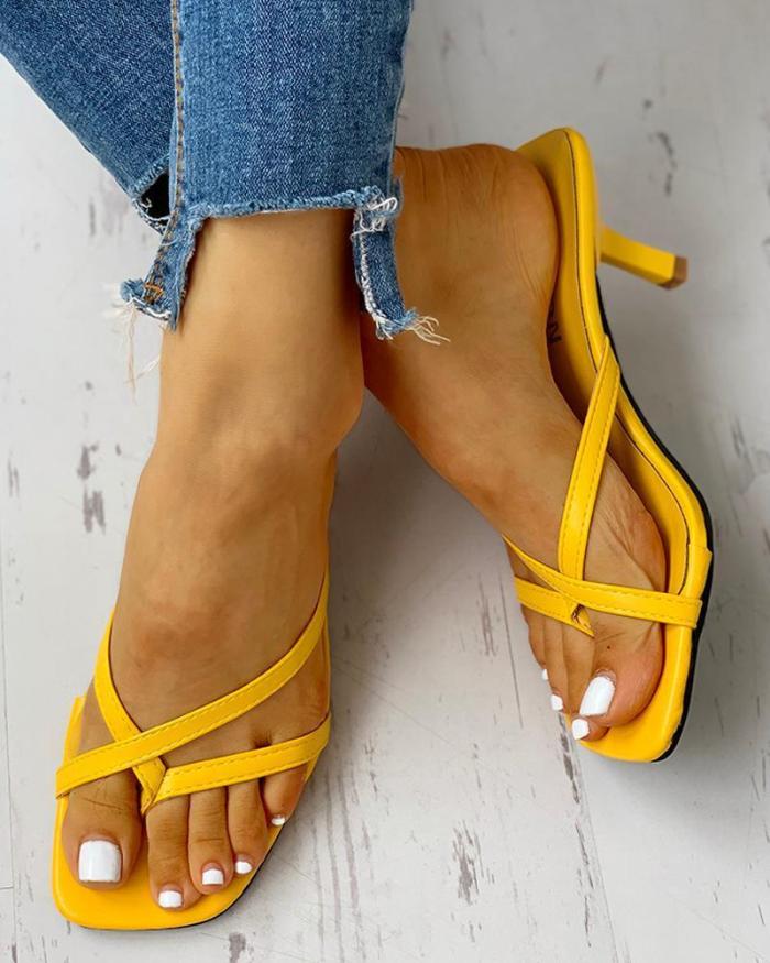 Toe Post Multi-strap Slingback Thin Heeled Slipper Sandals