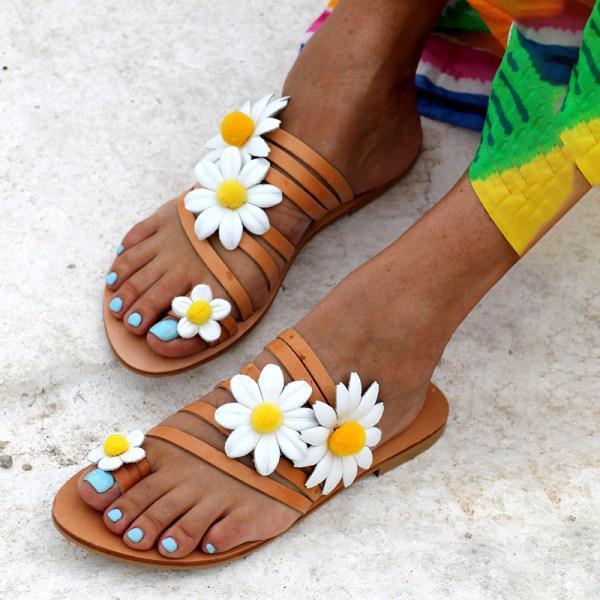 Womens Fashion Flower Flat Sandals