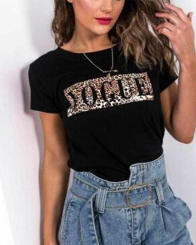 Casual Round Neck Short Sleeve Letter Print T-Shirt