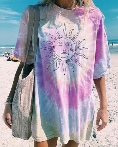 Casual daily tie-dye printed short-sleeved T-shirt