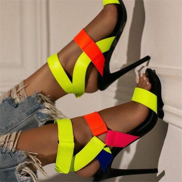 Women's fashion candy-colored high-heeled sandals