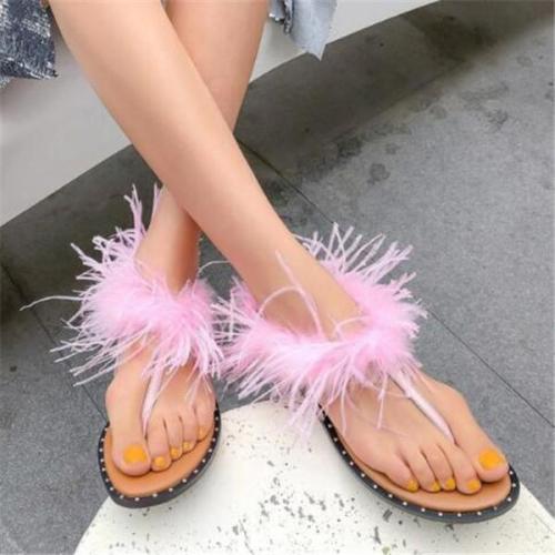 Women's Fashion Feather Flat Sandals