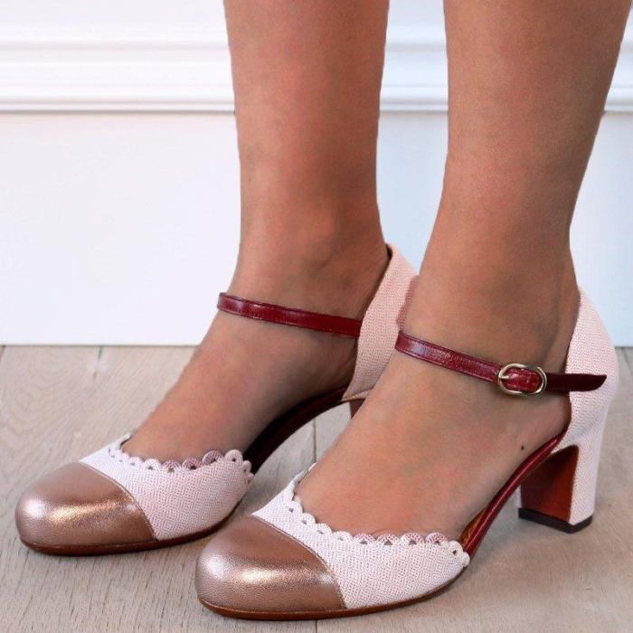 Women Fashion Chunky Heel Buckle Strap Pumps Sandals