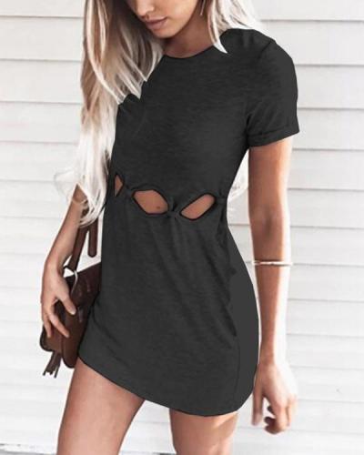 Solid Hollow Out Bodycon Dress