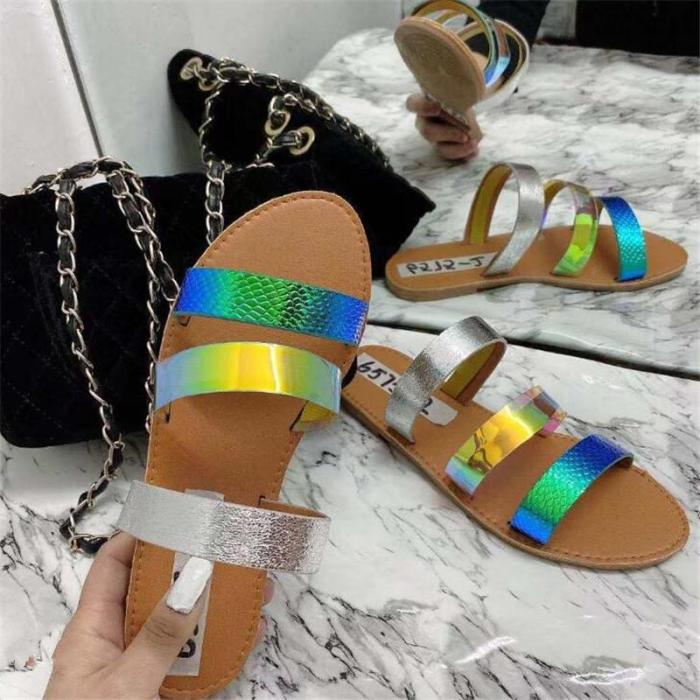 Flat Colorful Open Toe Sandals