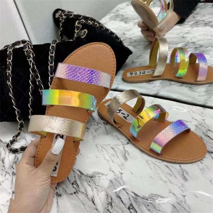 Flat Colorful Open Toe Sandals