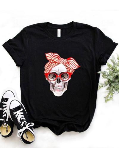 Women's Skull Print Women's Cotton T-Shirt