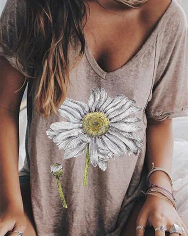 Casual Cotton-Blend Floral Shirts & Tops