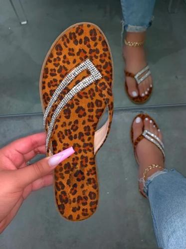 Silver Rhinestone Detailed Straps Slippers