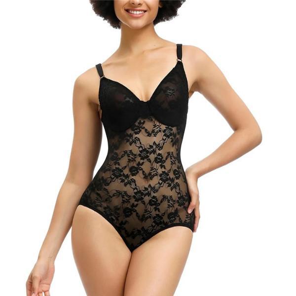 SEXY BODY SHAPER LACE CUP MESH BREATHABLE BODYSUITS
