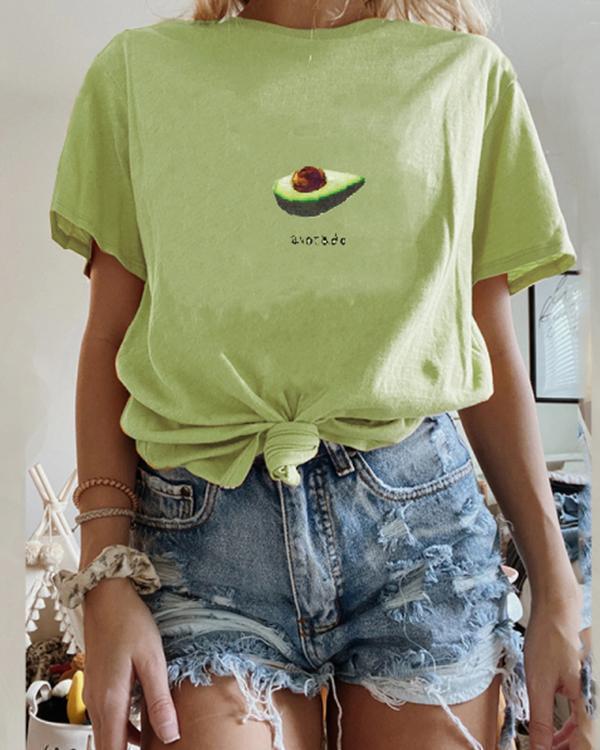 Short Sleeve Loose Wild Fruit Print T-shirt