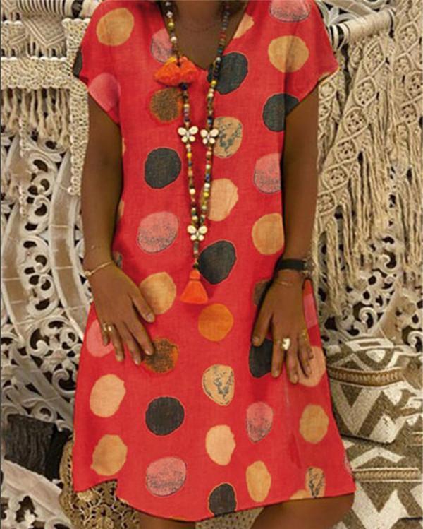 V Neck Summer Polka Dots Boho Holiday Chic Dresses