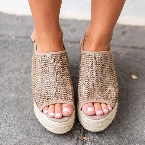 Platform Peep Toe Weaving Sandals
