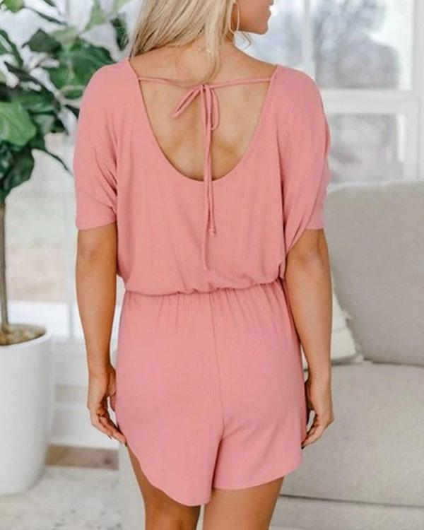 Women Solid Color Casual Summer Jumpsuit