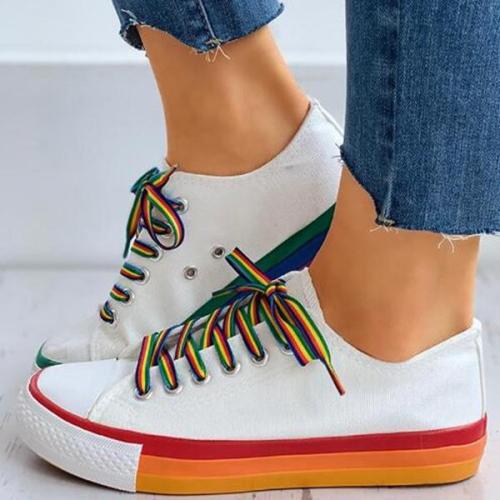 Colorblock Lace-Up Casual Sneakers