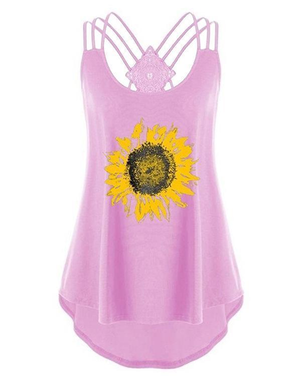 Sunflower Criss-Cross Hollow Out Tank