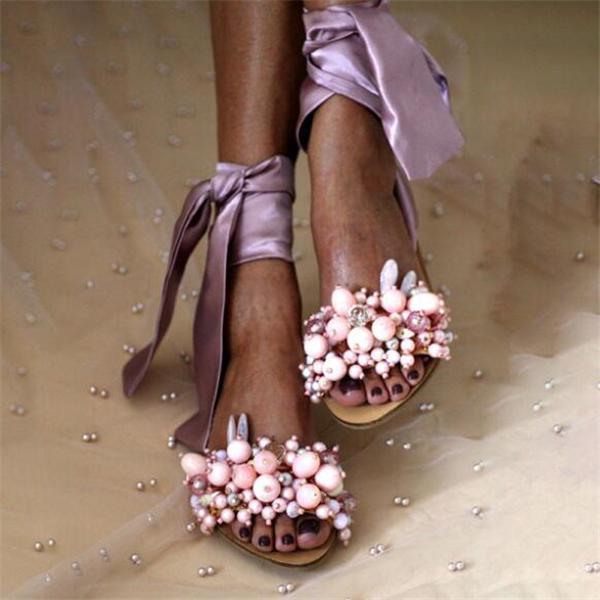 Womens Fashion Lace Up Design Flat Sandals