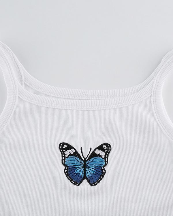 Cute Butterfly Printing Cotton Tank Tops