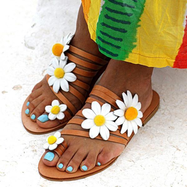 Womens Fashion Flower Flat Sandals