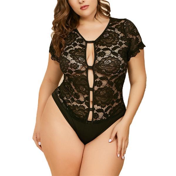 SEXY PLUS SIZE PLUNGING HAITER TEDDY