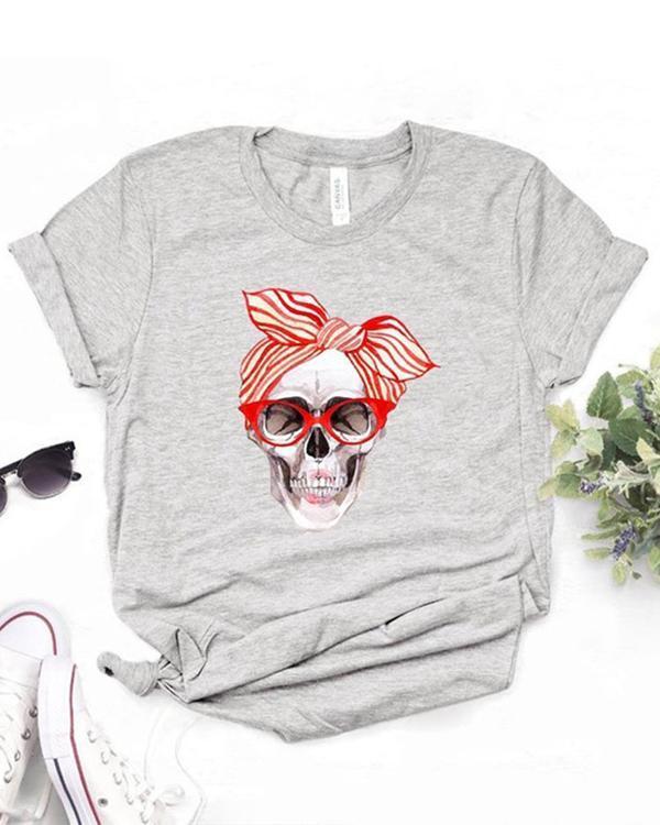 Women's Skull Print Women's Cotton T-Shirt