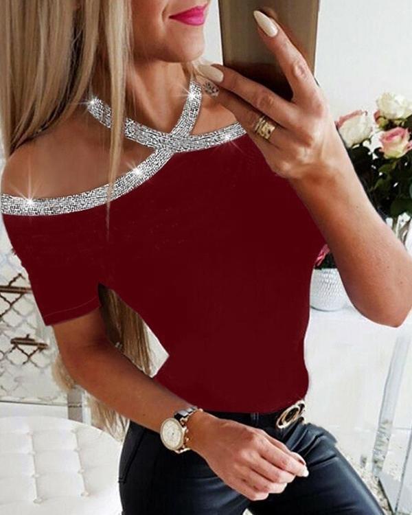 Women's Solid Colored T-shirt Daily Sexy Tops