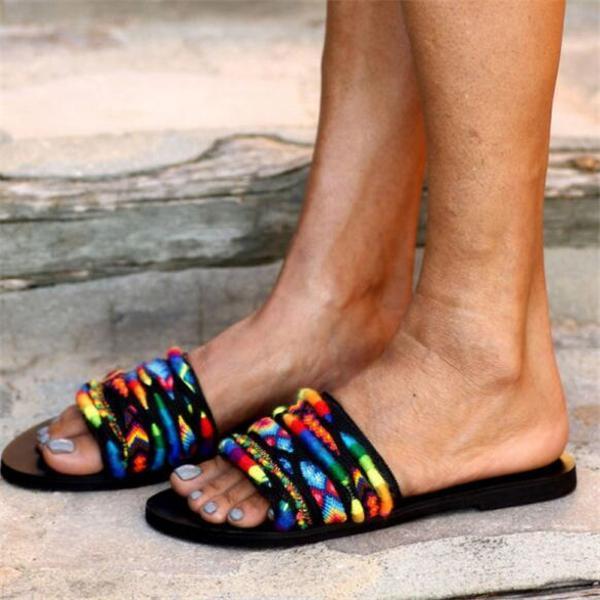 Womens Fashion Color Flat Sandals