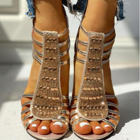 2020 Woman Summer Style Wedges Pumps High Heels Slip on Bling Fashion Gladiator Sandals