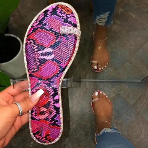 Flat With Slip-On Toe Ring Serpentine Western Casual Slippers