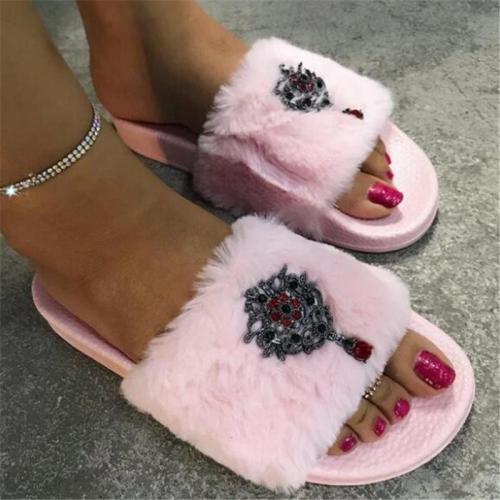 Flip Flop Flat With Slip-On Rhinestone Casual Slippers