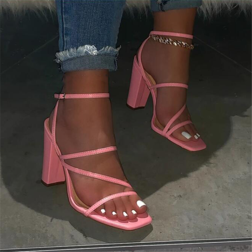 Pink New Summer Sandals Open-toe High-heeled Sandal