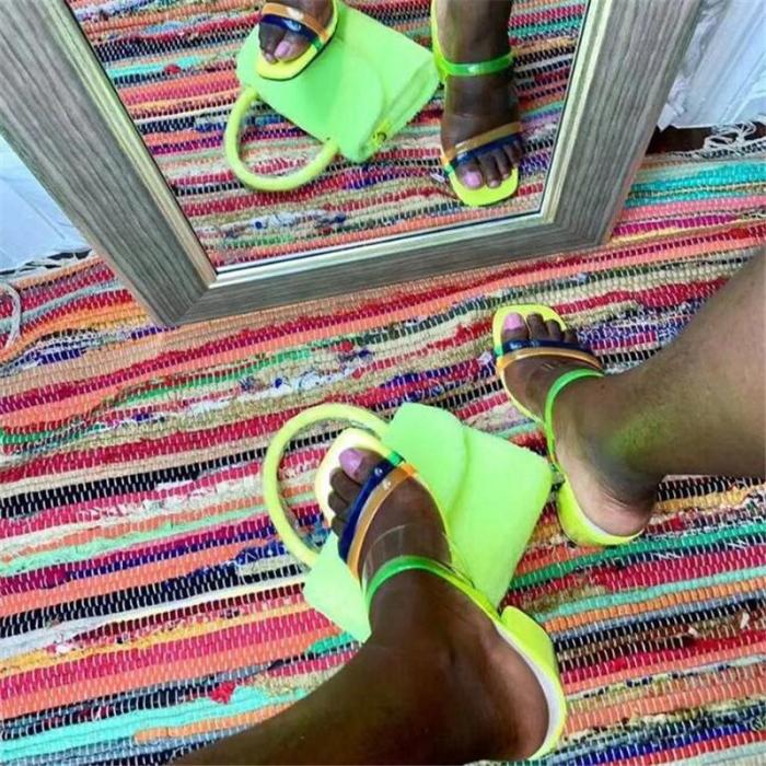 Chunky Heel Slip-On Flip Flop Casual Summer Slippers