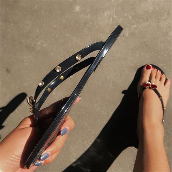 Women Bright Diamond Butterfly Flip-flop Flats Slippers Shoes