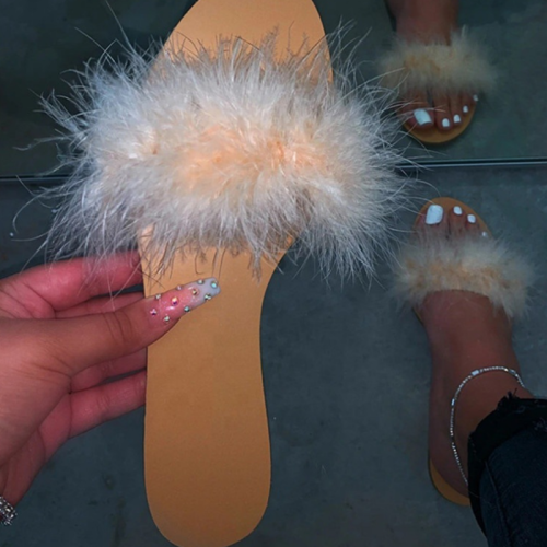 2020 New Slip-On Flat With Feather Slippers