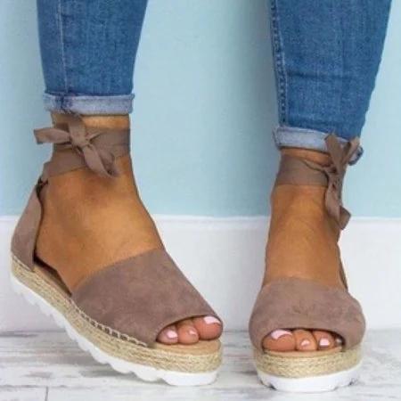 Platform Peep Toe Lace Up Spring Summer Sandals