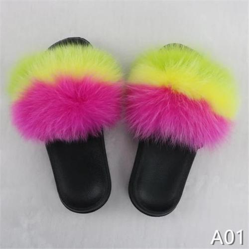 Popular Colorful Mix Fur Slides Slippers