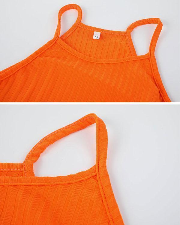 Bodycon Halter Knit Solid Mini Dress