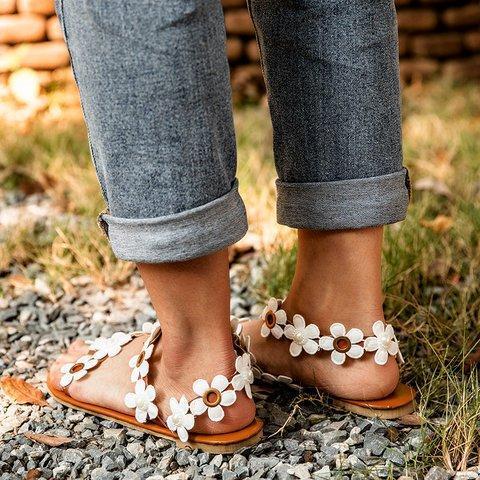 Women Flower Sandals Casual Slip On High Quality Shoes