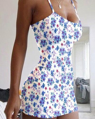 Floral/Camo Print Slim Fit Mini Dress