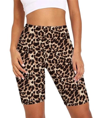 High Waist Cheetah Print Biker Shorts