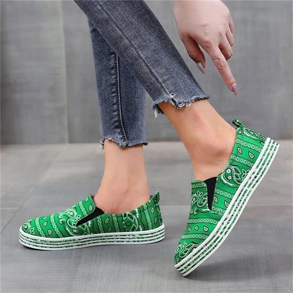 Women Fabric Characteristic Pattern Slip On Skate Shoes