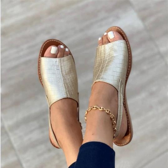 Simple embossed flat sandals