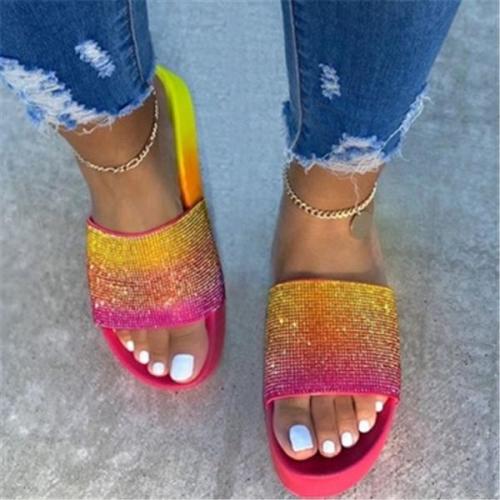 Shining Rainbow Muti Colors Outdoor PCU Thick Sole Slippers